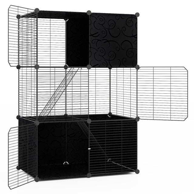Gaiola grande para gatos com 3 andares e área de recreação, 74x47x110 cm