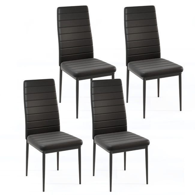 Set di 4 sedie da pranzo in pelle PU impermeabile, con gambe in metallo per cucina, soggiorno, sedie moderne per bancone salotto Set di 4 sedie da pranzo in pelle PU impermeabile, con gambe in metallo per cucina, soggiorno, sedie moderne per bancone salotto