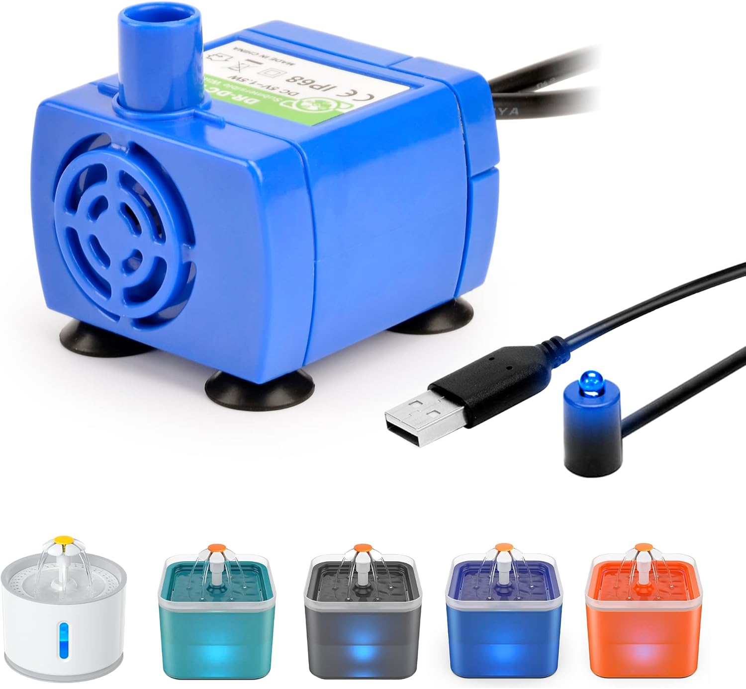 Zanurzalna pompa wodna do fontann dla kotów i psów, pompa do wody dla zwierząt domowych