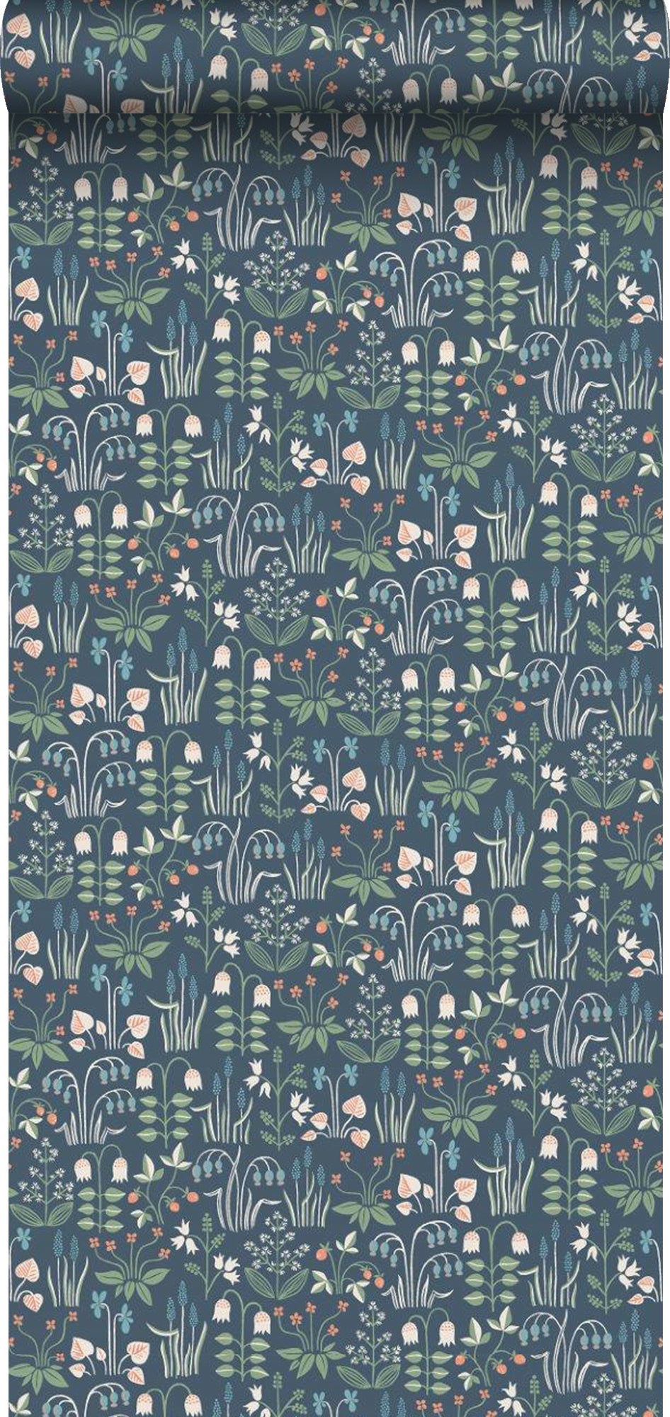 Tapeta kwiaty szaro-niebieskim - 53 cm x 10.05 m - BORASTAPETER