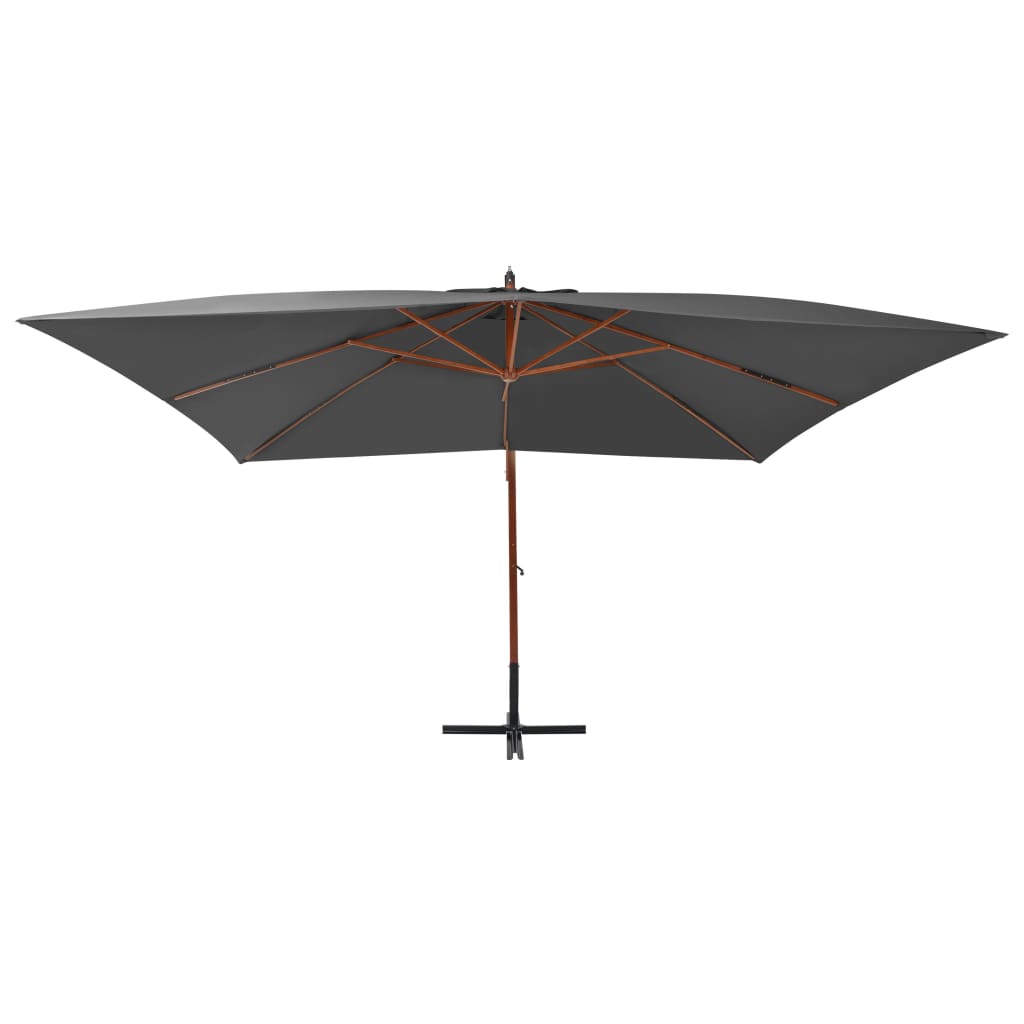 Parasol en porte-à-faux avec mât en bois 400x300 Anthracite - 3