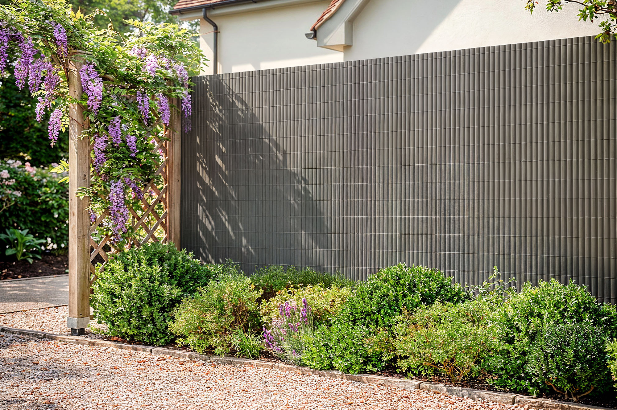 Siatka trzcinowa PCV VISO, 10 m długości x 1,5 m wysokości, antracytowo-szary