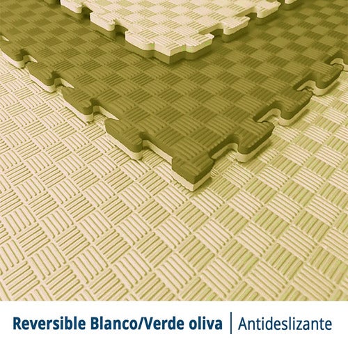 Artatami® Tatami Puzzle 1x1x20 mm Branco - Verde Pacote Econômico [10 Unidades] Artes Marciais. Caratê, Judô e Taekwondo, Espuma EVA. Antiderrapante. - 5
