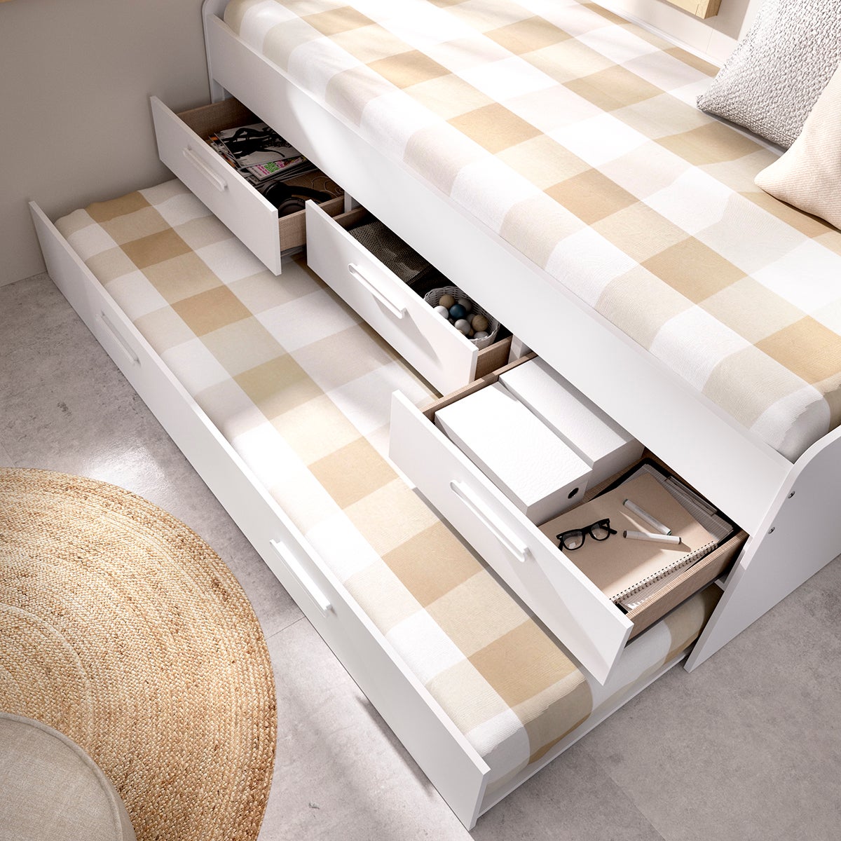 Pack ahorro juvenil Cama nido Leka con 3 cajones, 1 Somier y 2 Colchones viscoelásticos Nova 90 x 190 cm | Subida a domicilio - 4