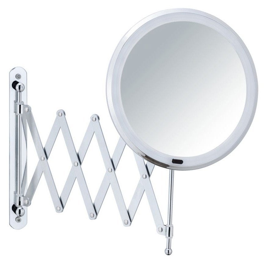Miroir Mural LED Wenko Barona Noir – Télescopique, Tactile, 34 Cm Hauteur, Design Moderne
