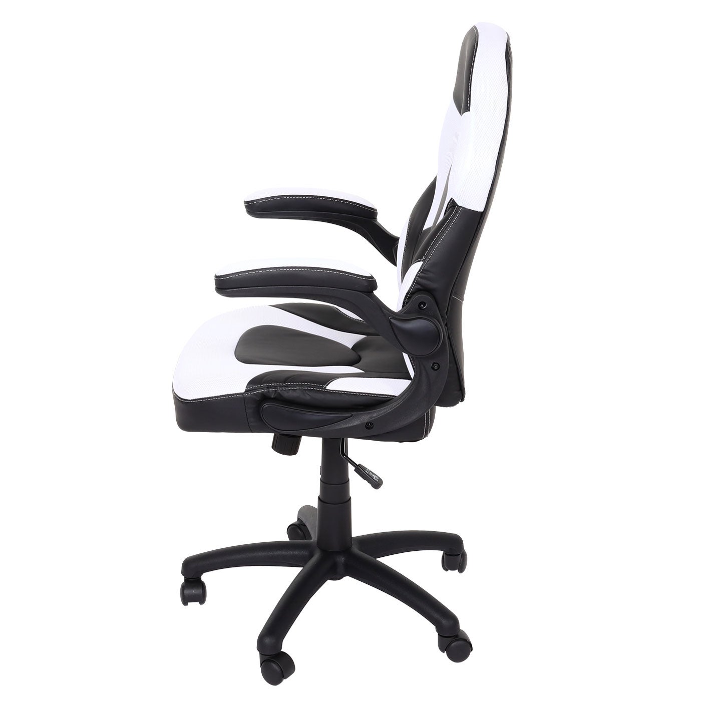 Poltrona sedia da ufficio ergonomica regolabile girevole HWC-K13 ecopelle nero bianco - 2