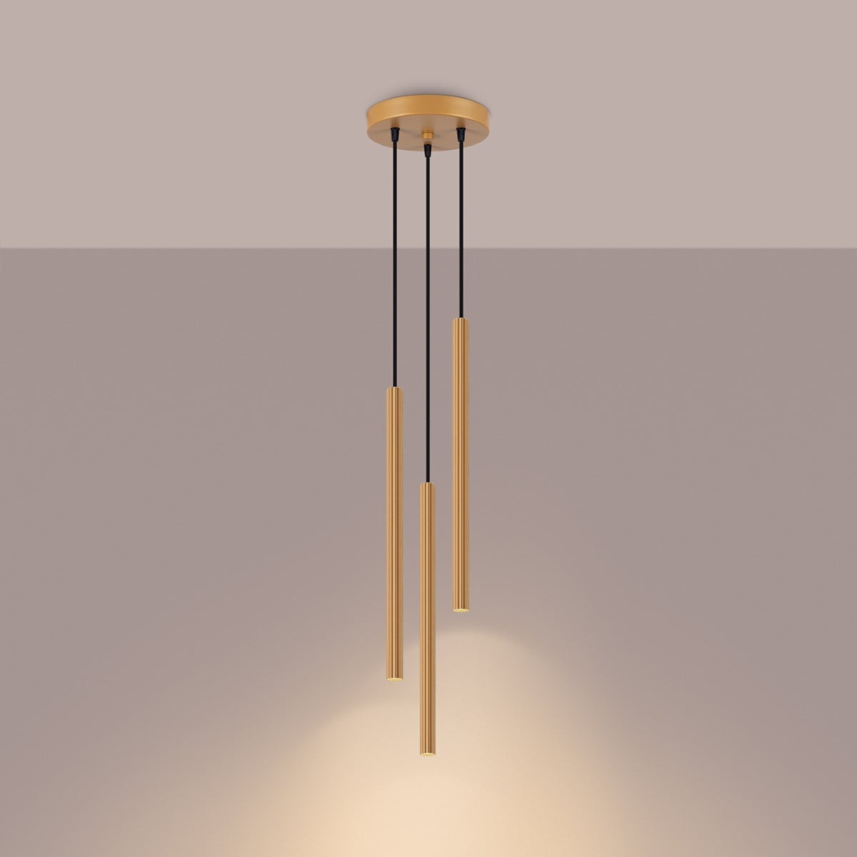 Lampa wisząca ELARA 3P złota LED 3000K - 20x20x120cm Sollux