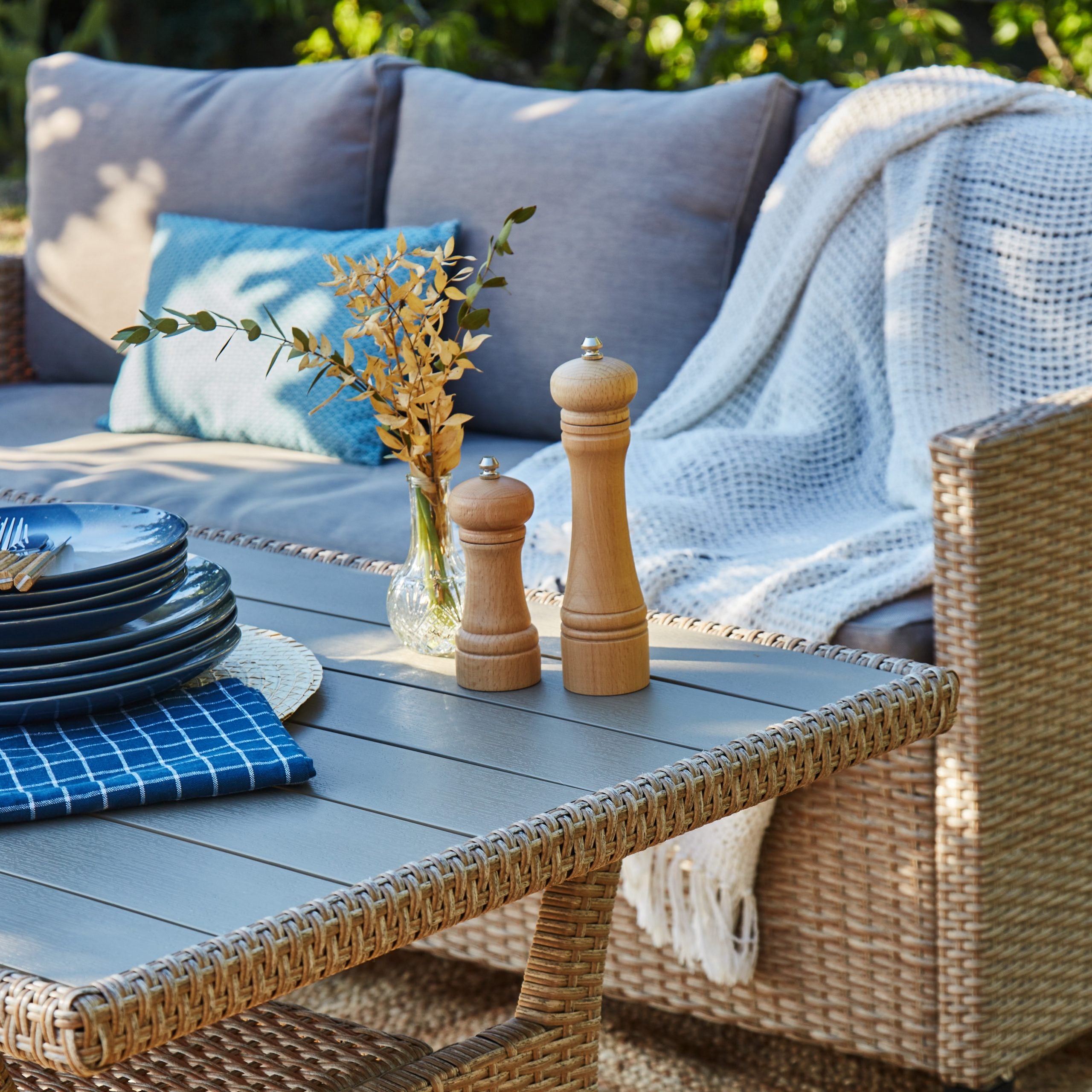 Salon de jardin en Rattan synthétique Marron 5 personnes - 10