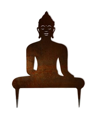 Statuetta Buddha In Arenaria - Decorazione Giardino E Interni In Stile Zen