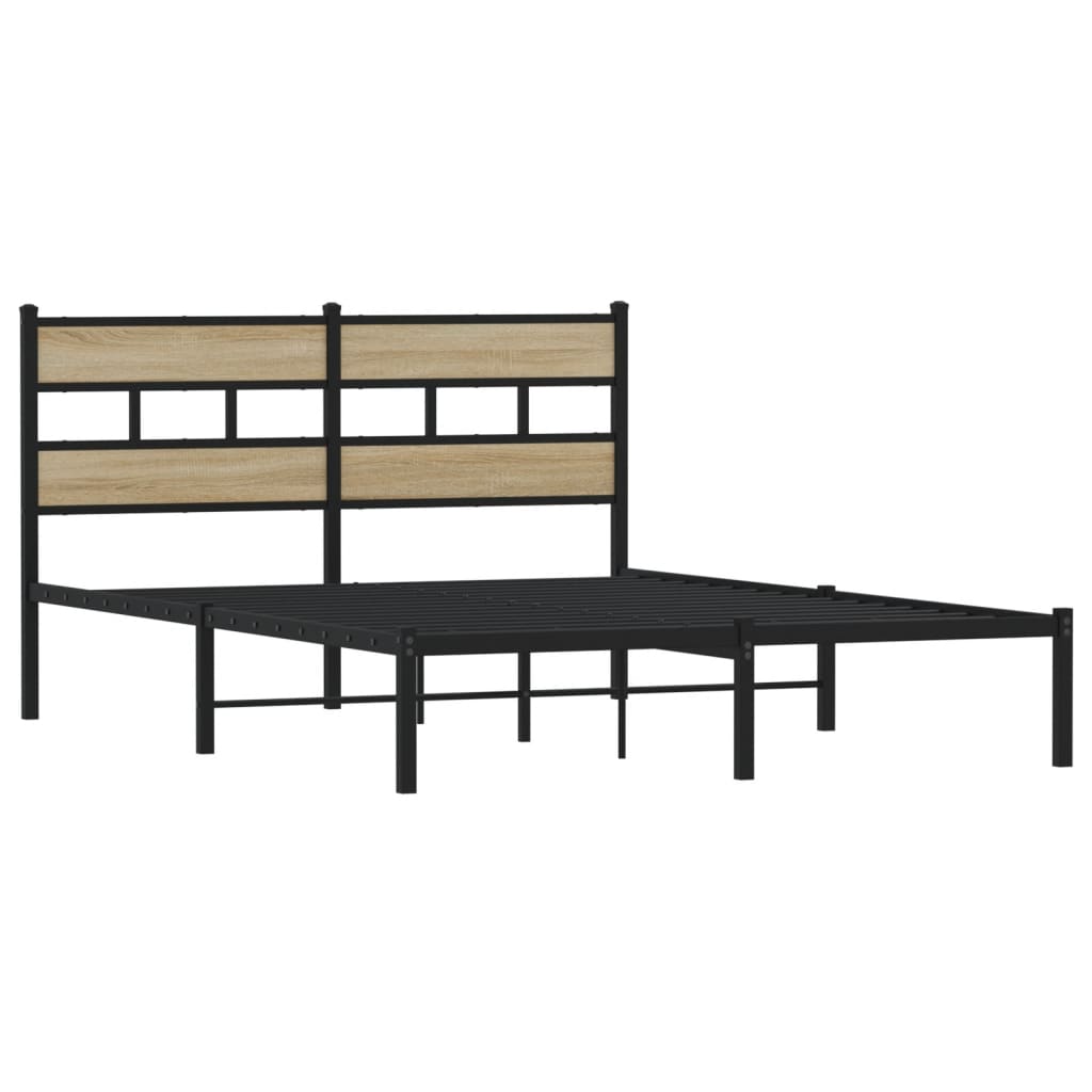 Cadre de lit en métal sans matelas chêne 160 x 200 cm - 3