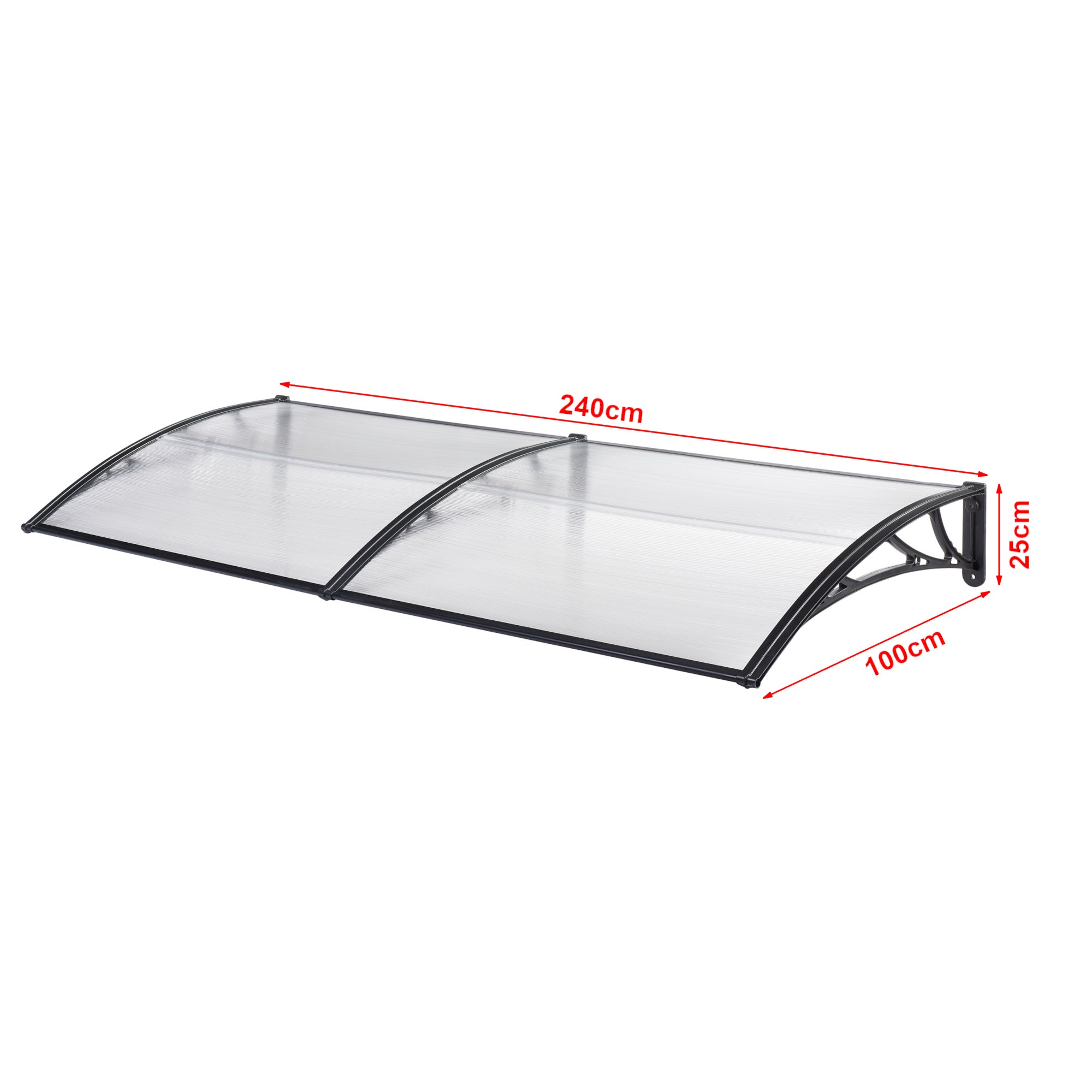 Toldo exterior Mellerud para portas com proteção policarbonato / plástico 240 x 100 cm - Transparente e Preto [en.casa] - 3
