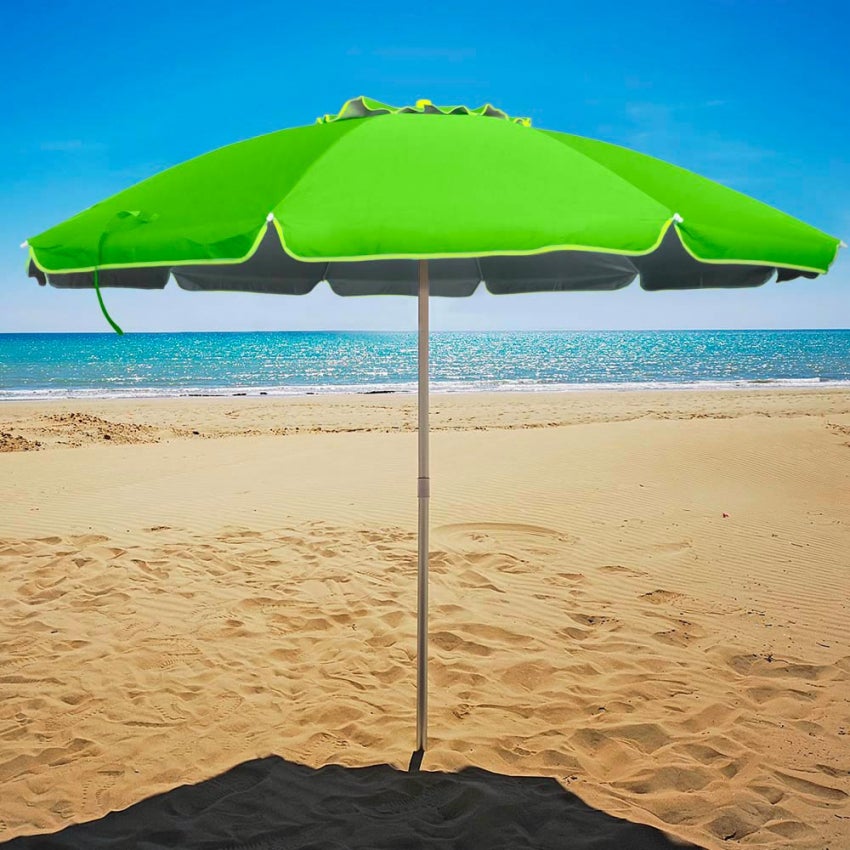 Parasol de plage 240 cm aluminium anti-vent protection UV Roma - 2