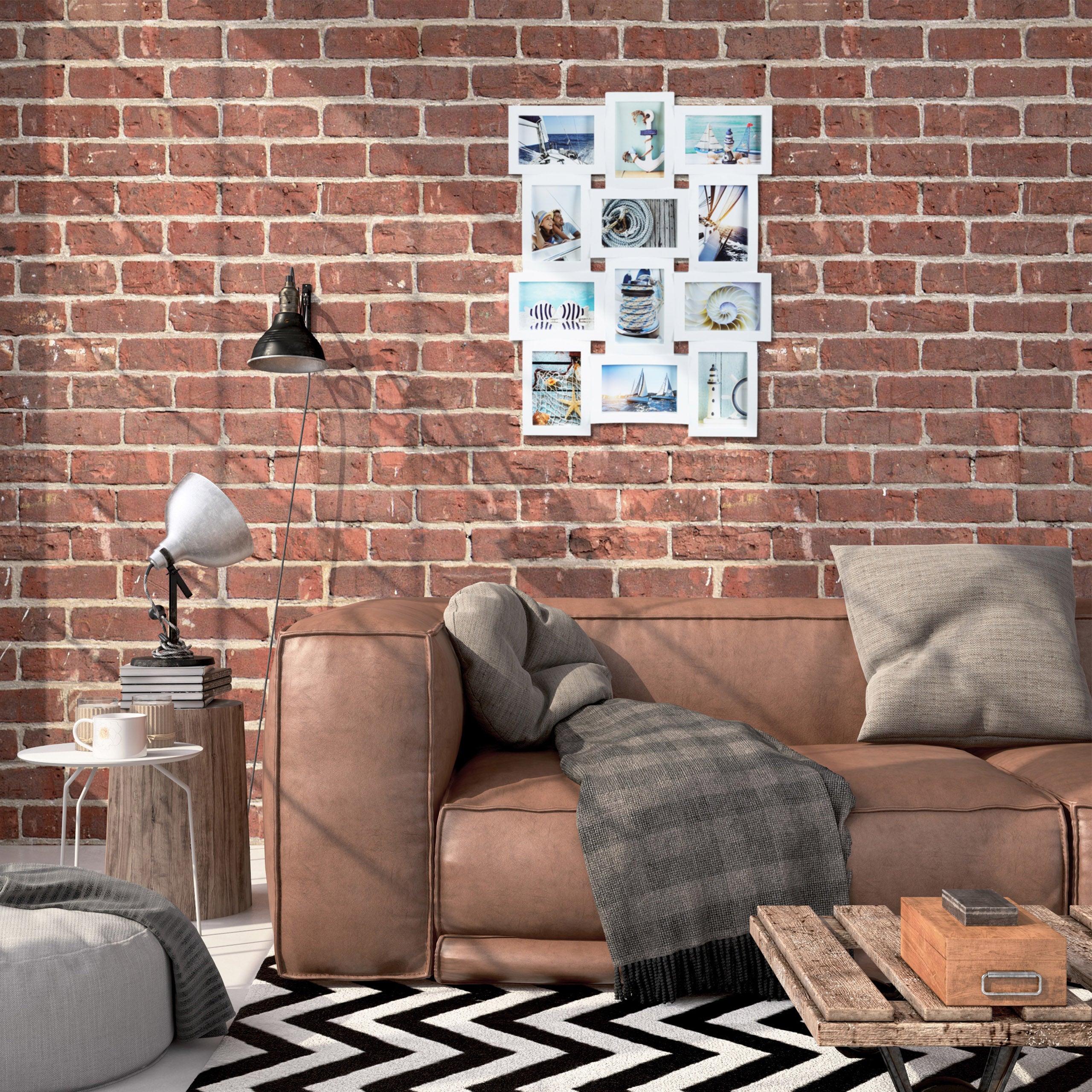 Relaxdays Cornice Multifoto 'Live Love Laugh' – Collage 3D 31x45,5 Cm Per 5 Foto – Colore Bianco - 2
