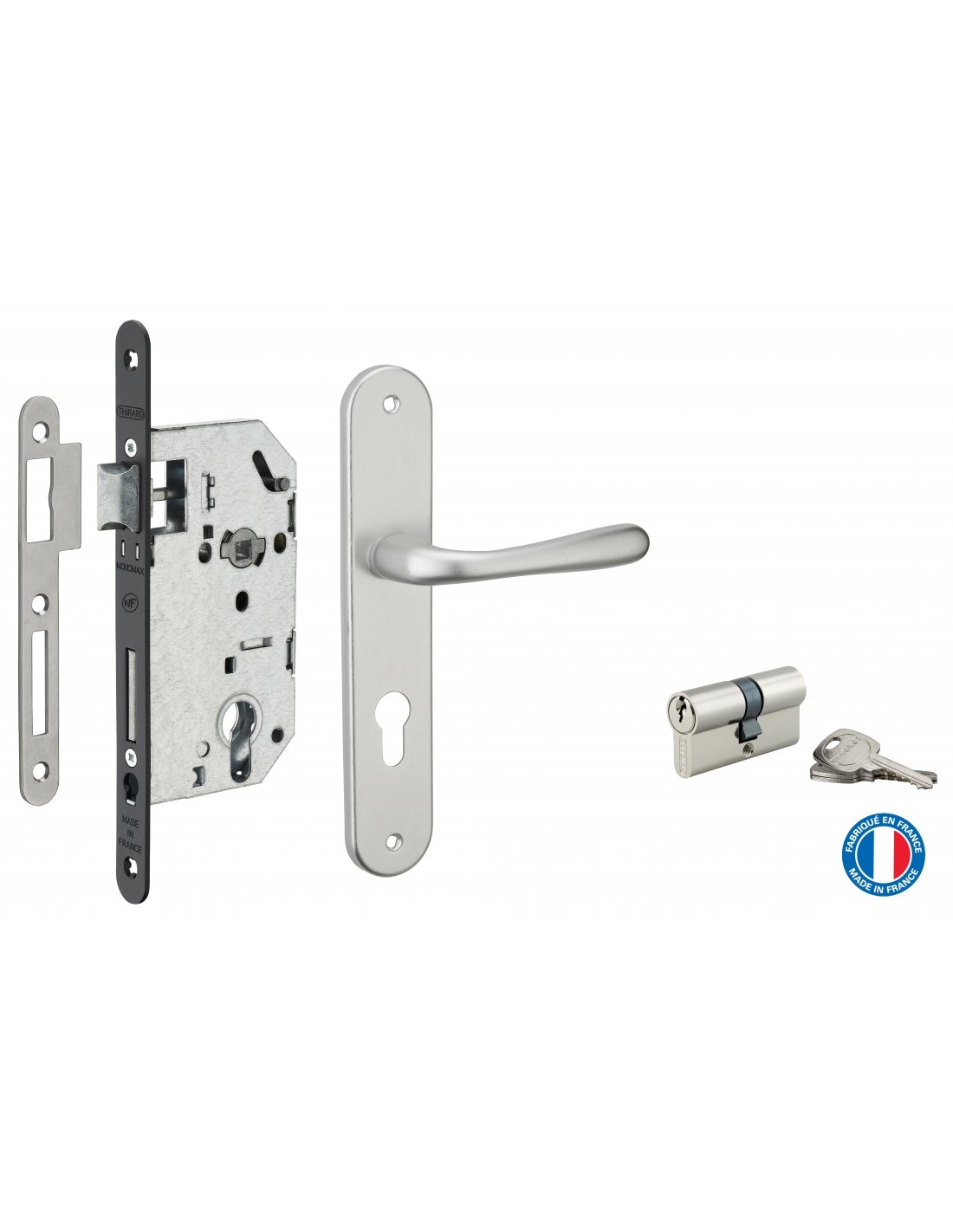 Serrure De Porte Interieur Monomax NF à Clé Pour Porte De Chambre Axe 40mm Bouts Ronds 1 Clé | Comptoir Serrure Encastrable