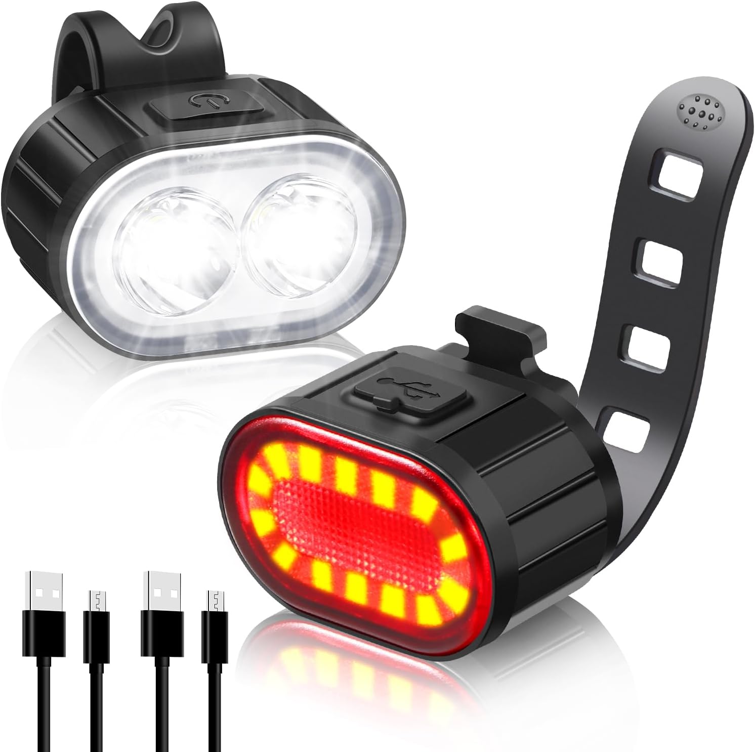 Phare Avant Vélo LED Rechargeable USB 800 Lumens - 10W IP44 - 6 Modes - Noir