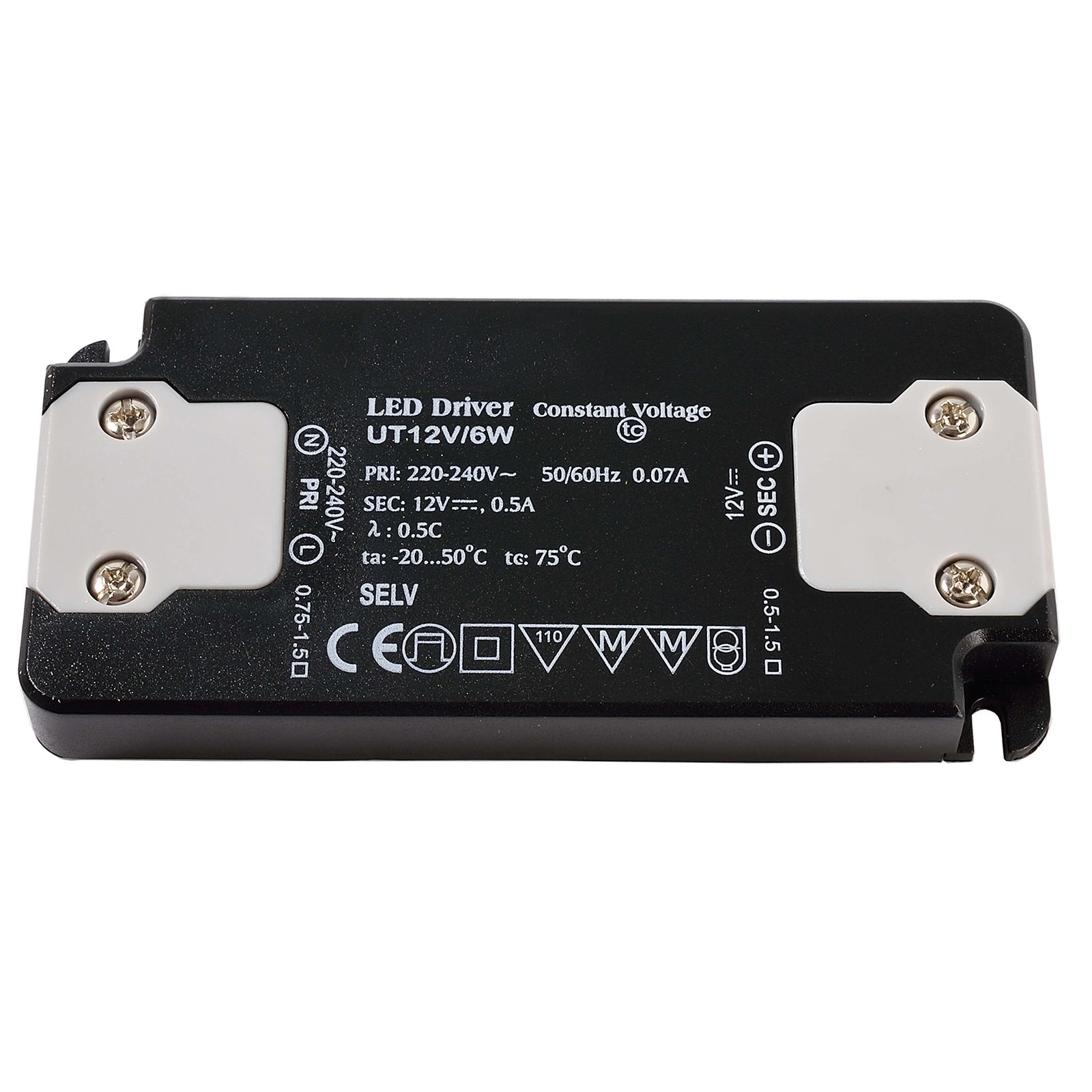 SLIM transformateur alimentation 6W 12V DC 500mA lampes bandes LED 220V IP20