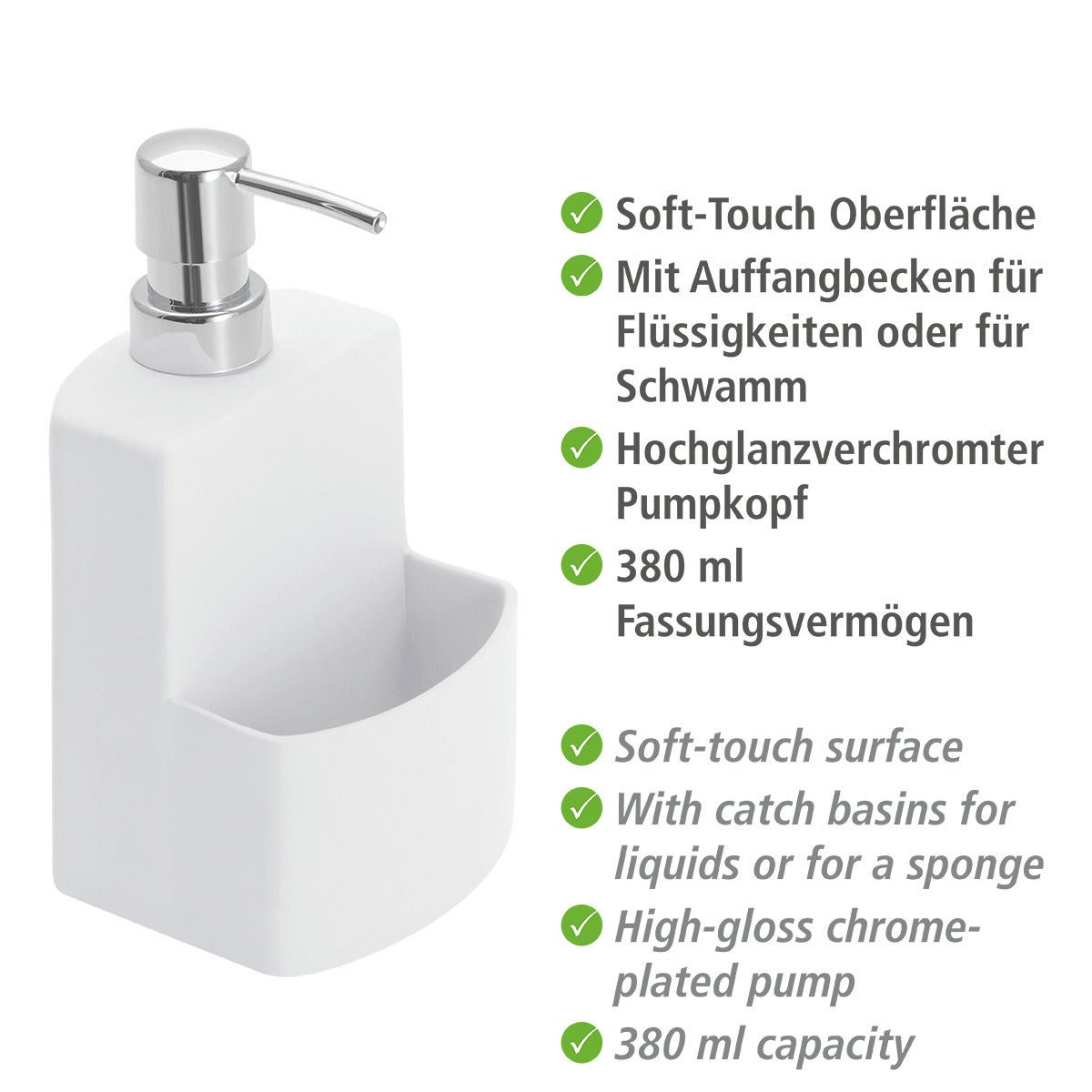 Distributeur De Savon Liquide Céramique Blanc Festival 380ml - 4