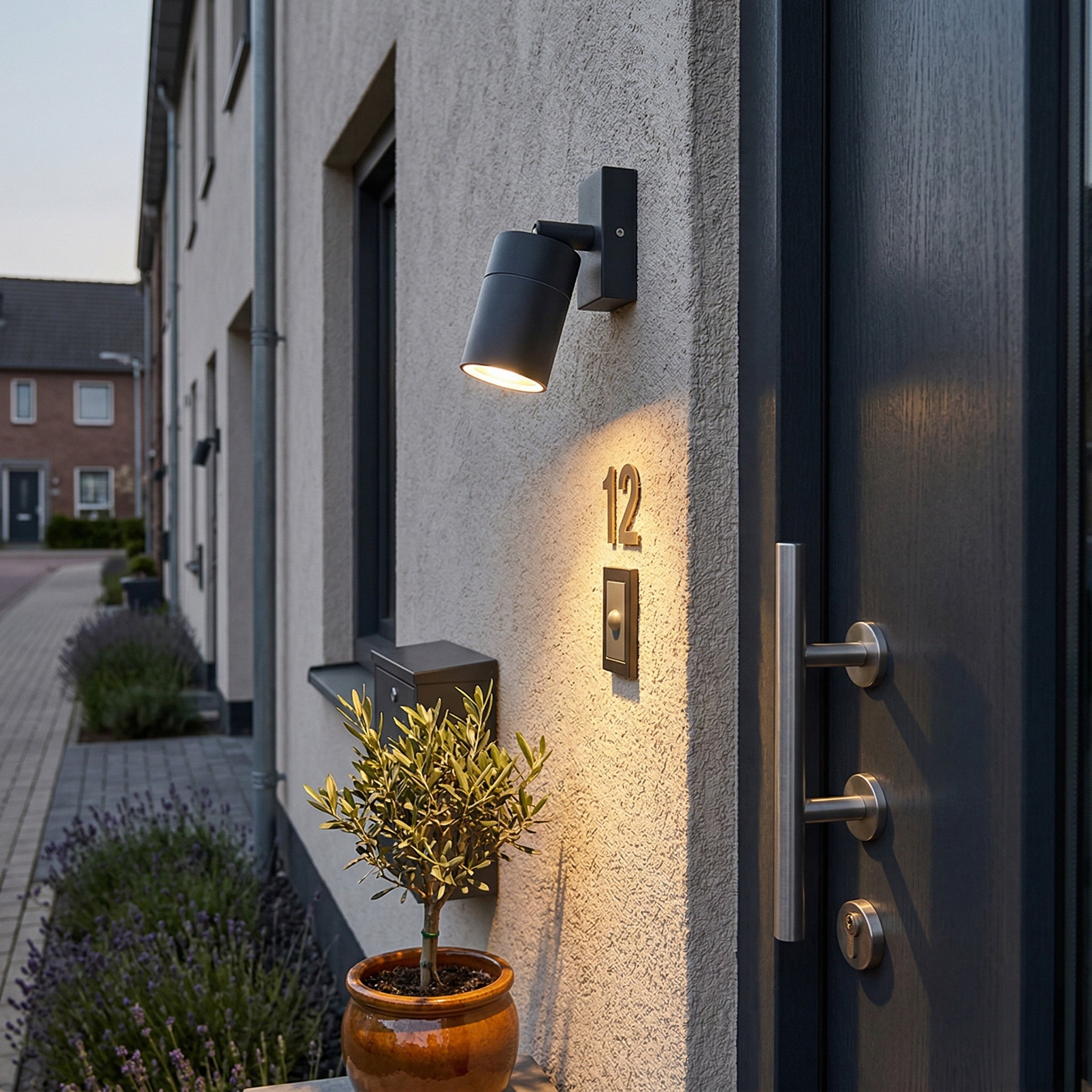 Qazqa moderne applique murale extérieure, lampe murale pour jardin - Solo - gris foncé, max. 35w, gu10, 15cm, IP44 - 2
