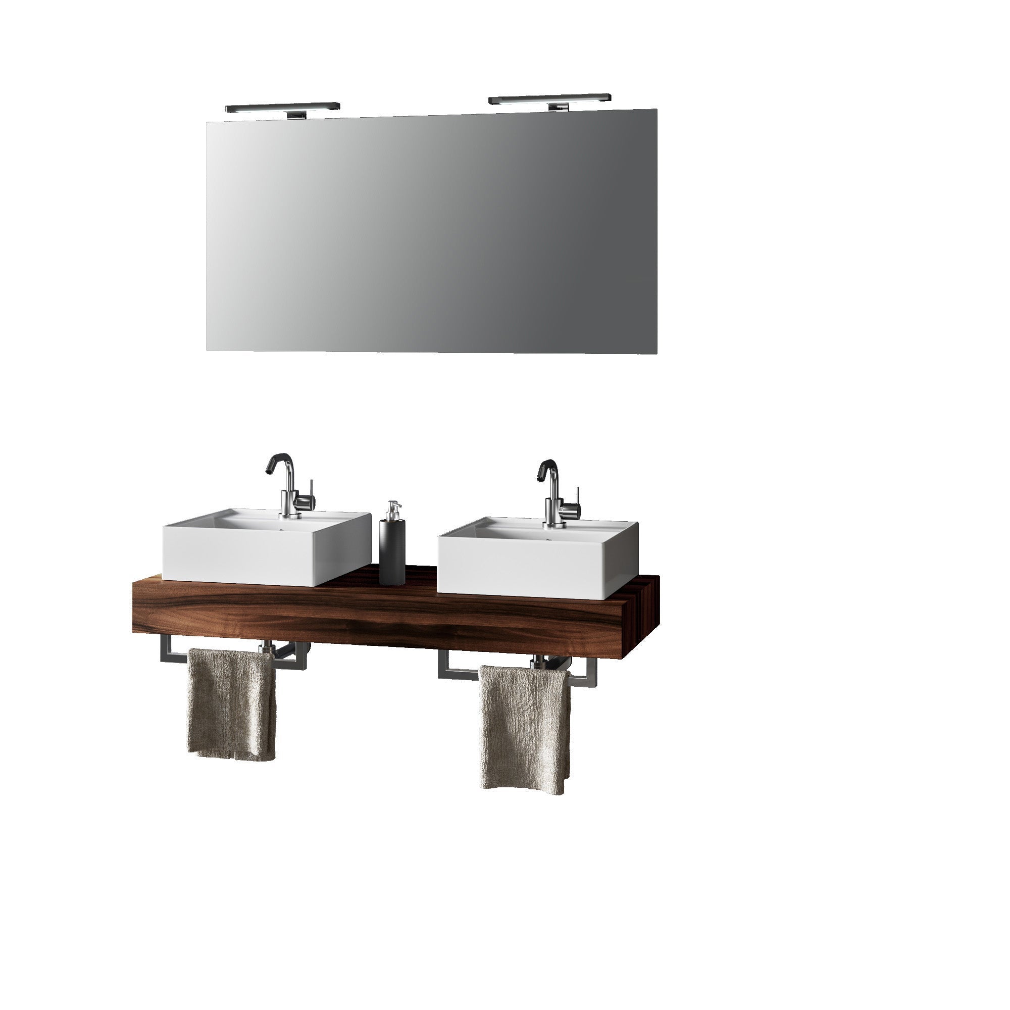 Composición de lavabo doble astra 8 piezas nogal