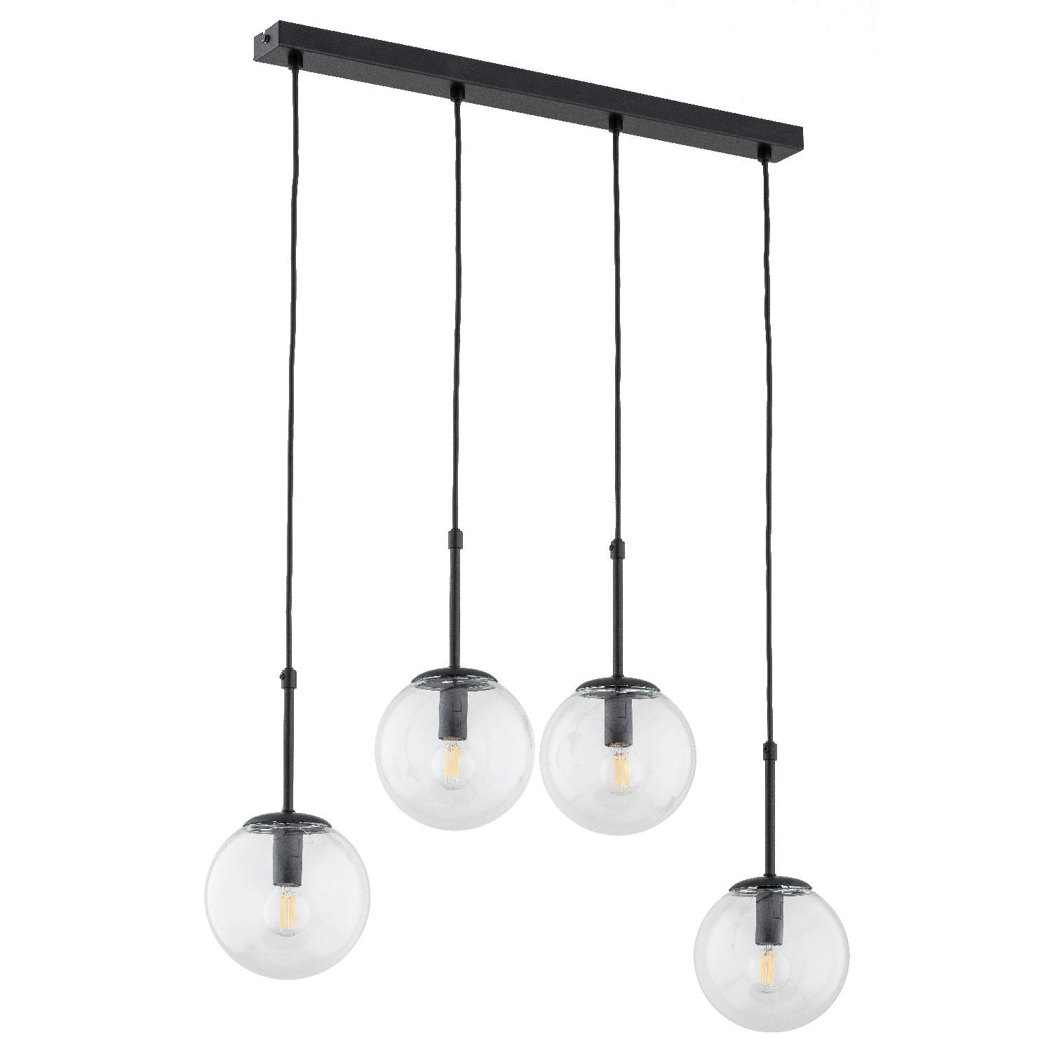 Lampa wisząca Sebia czarno-przezroczysty 4xE14x10W nad stół wym: 90 x 65 x 15 cm metal Alfa