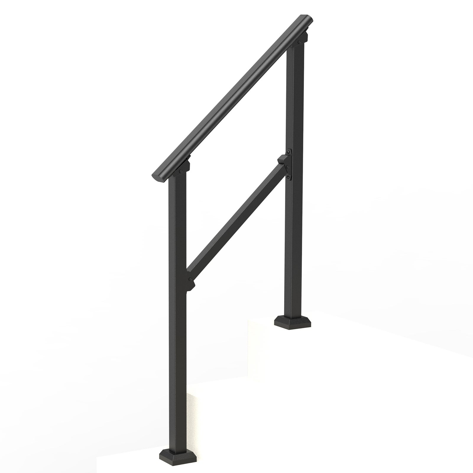 Kit de rampe d'escalier extérieur,VEVOR en acier au carbone,avec kit d'installation,marches en béton,porche et terrasse,tube carré noir - 9
