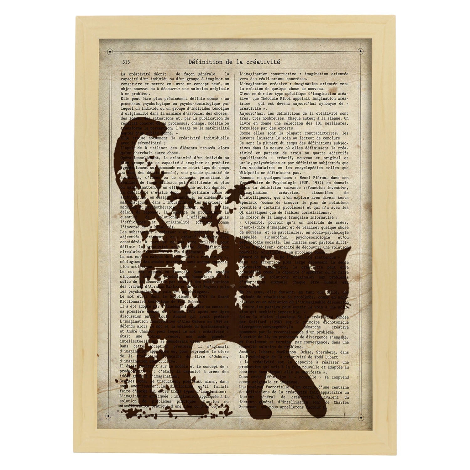 Poster de gato con hojas de otono. láminas de animales con definiciones. ilustraciones de animales con textos. marco blanco - a3