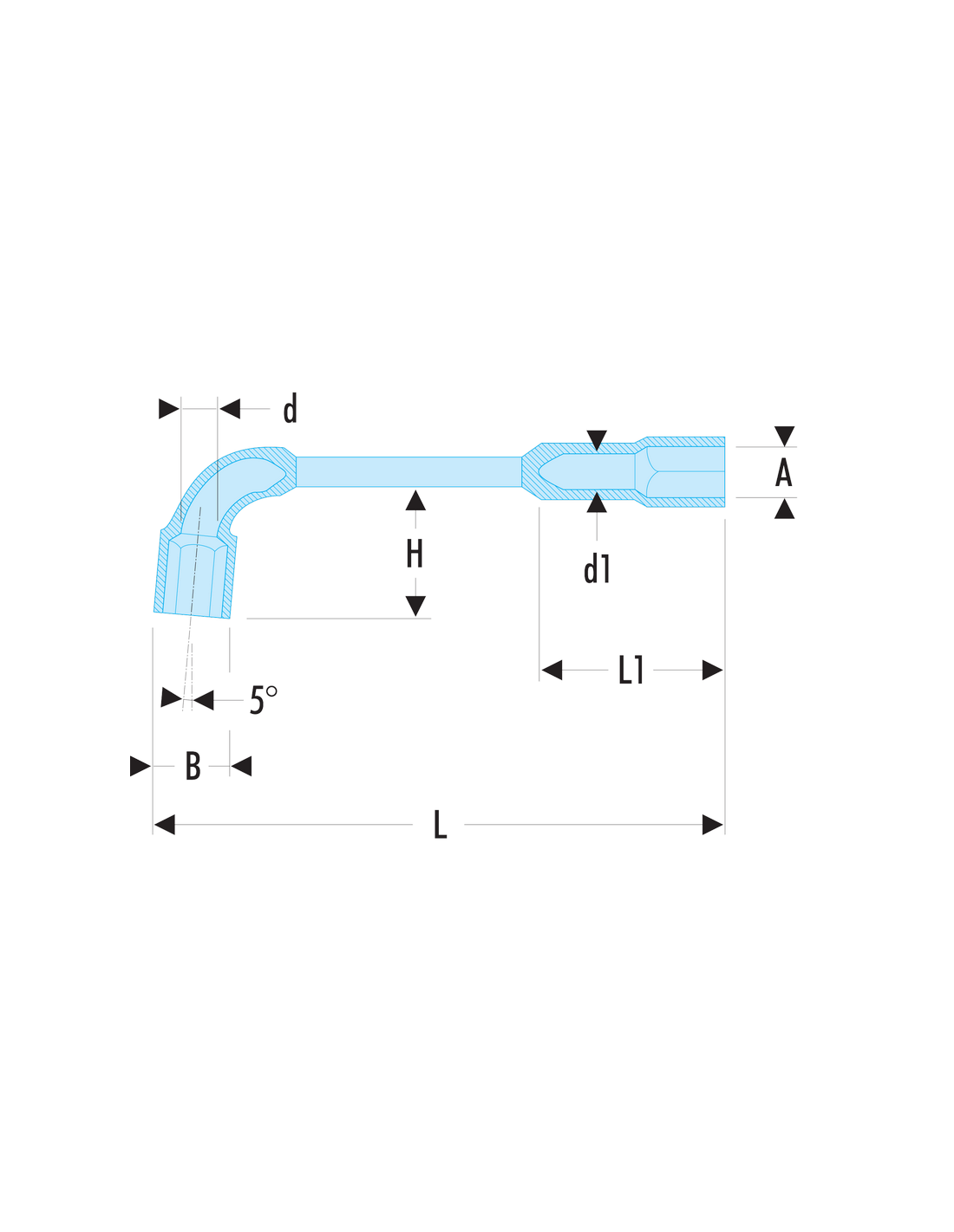 Cles a pipe 6x6 pans 14mm Facom 75.14