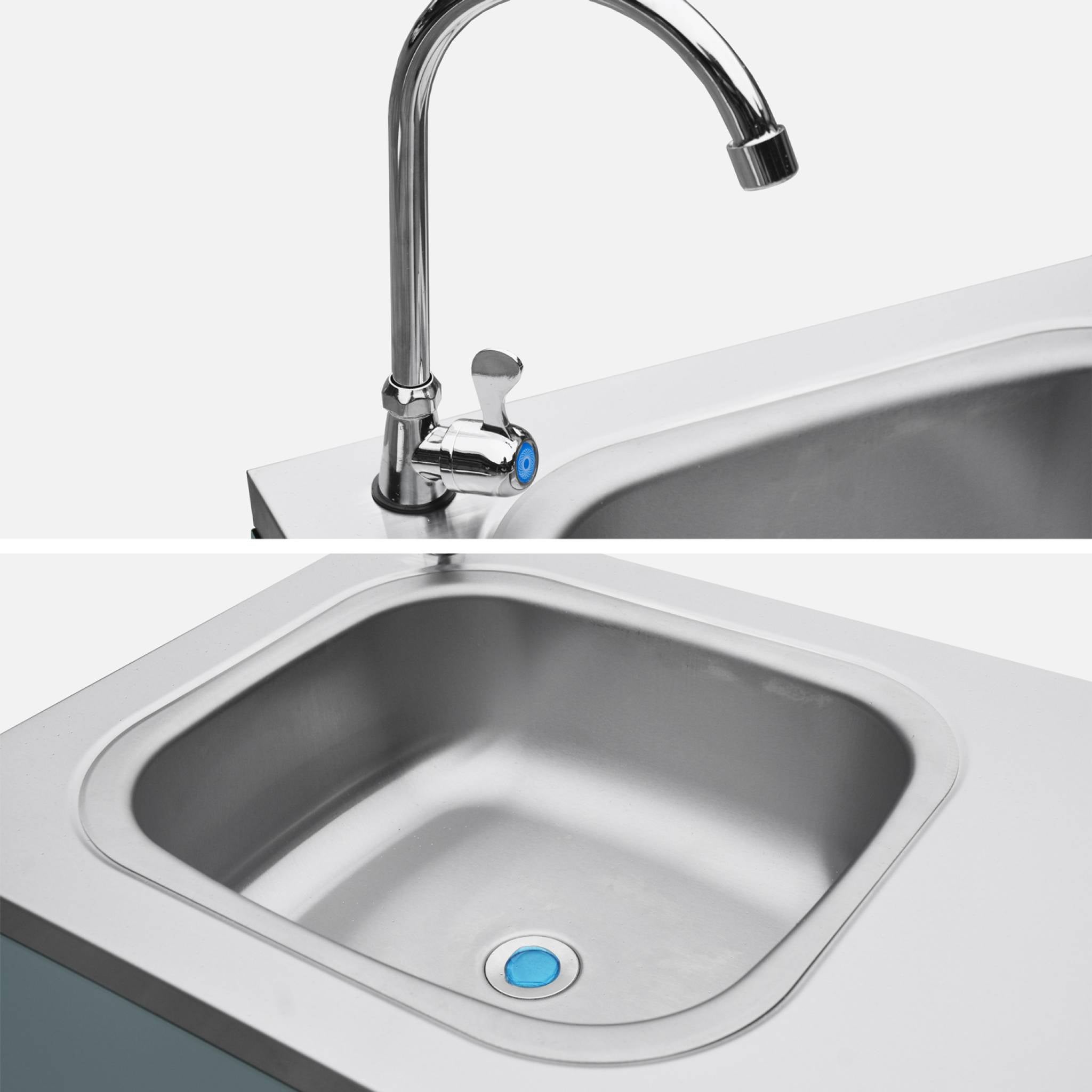 Módulo de cozinha exterior em aço com lava-loiças, L120cm, Naxos, Azul cinza, 120x87.5x112.5 cm - 5