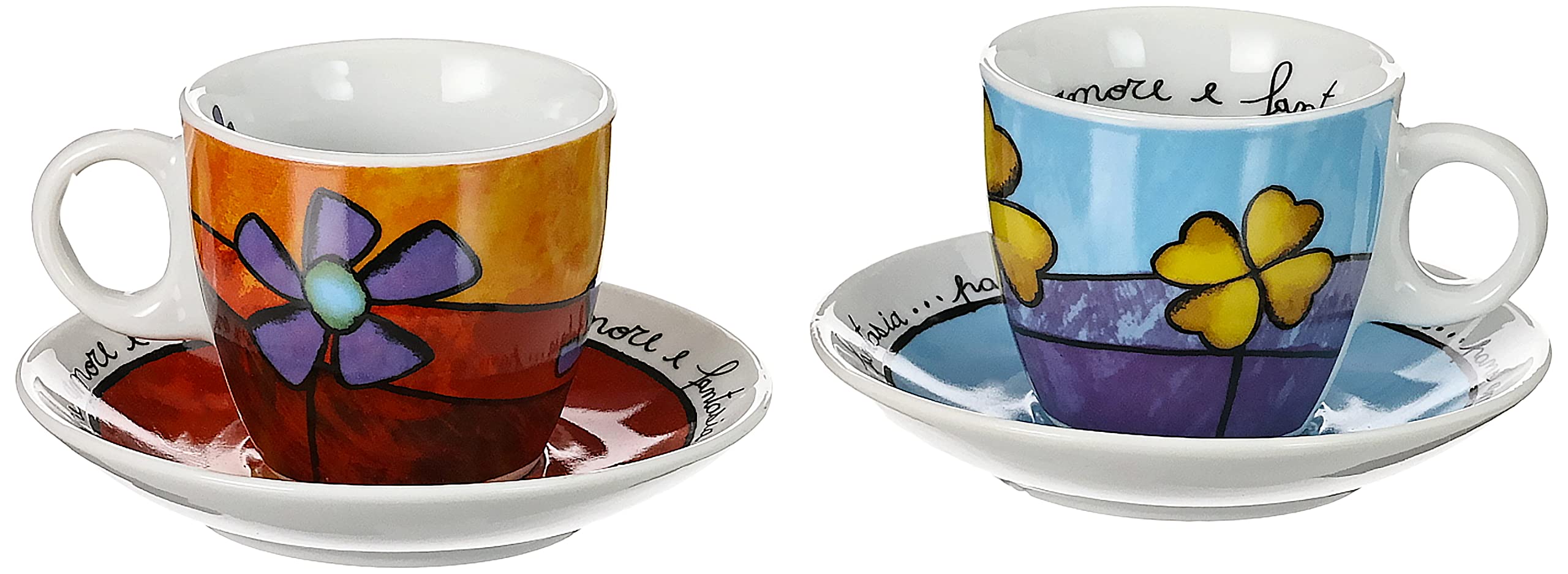 Set 2 Tazze Cappuccino Con Piattino Britto Fiore PBT12/1FI