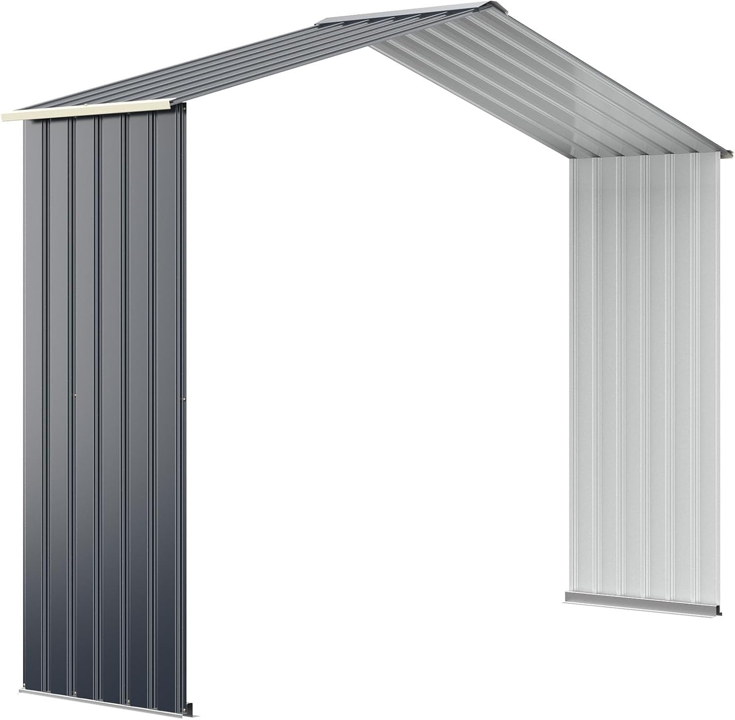 6,6 m² Metalowa Szopa Ogrodowa Ocynkowana, Ogrodowa Kabina Zewnętrzna z Drzwiami Przesuwnymi, Schowek na Narzędzia, 277 x 255 x 202 cm, Szara