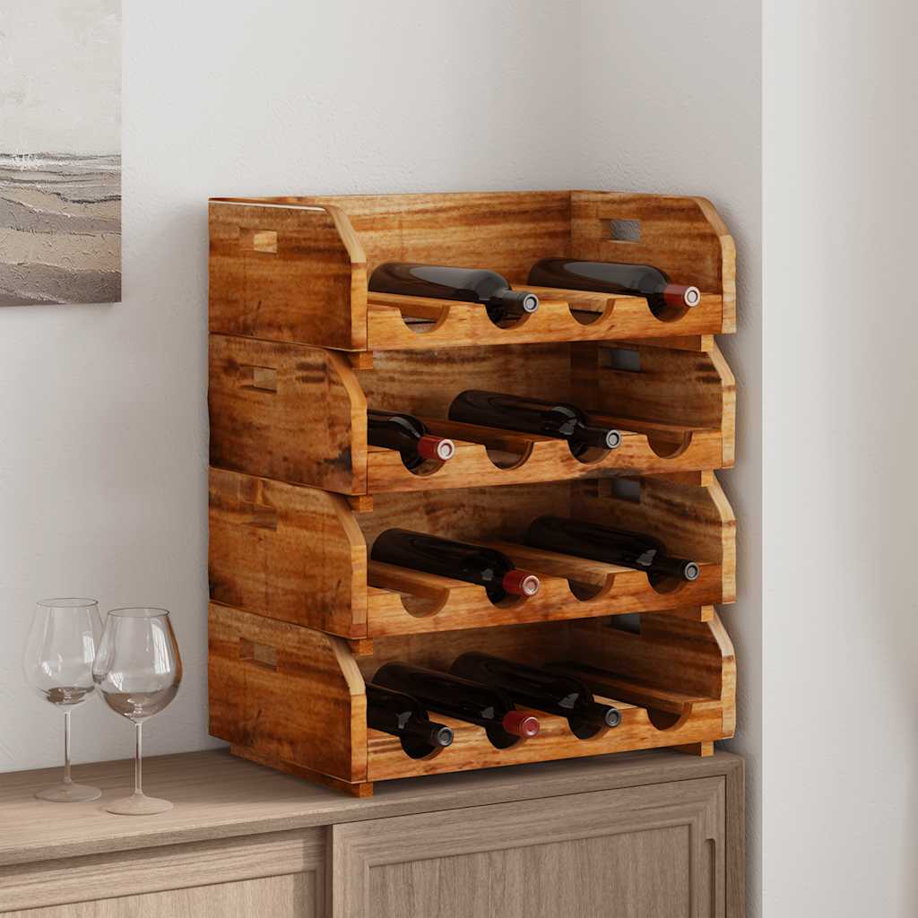 Maison Exclusive - Casiers à bouteilles 4pcs de 16 bouteilles bois d ...