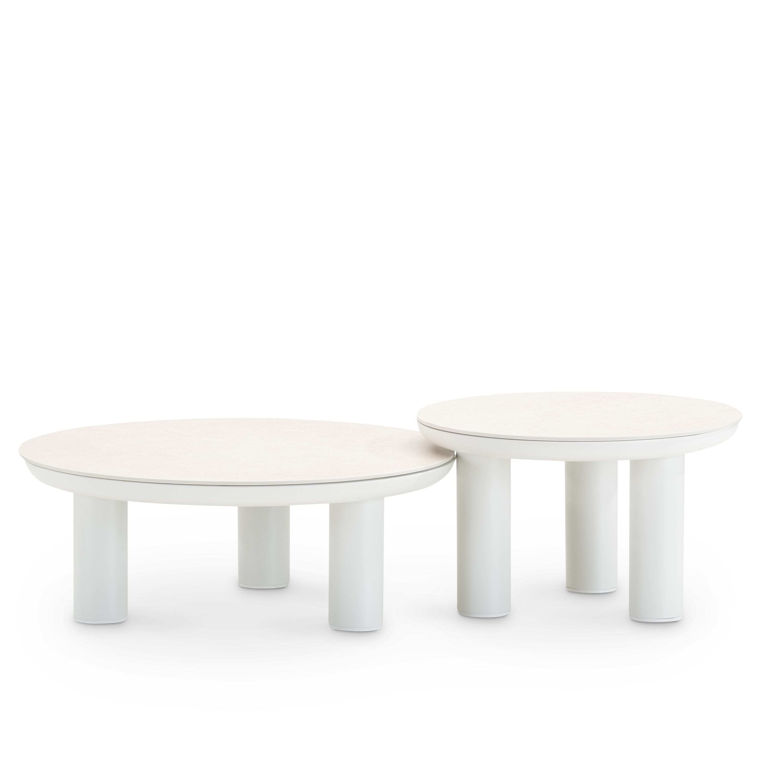 Set di 2 tables basses de jardin D60.D80 avec plateau en imitation ...