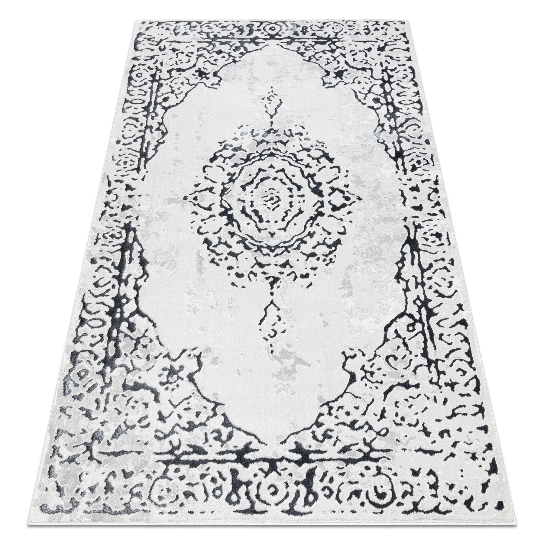 Dywan ALLURE 1961 Ornament, ramka - Strukturalny, stylowy, glamour biały / szary 240x330 cm