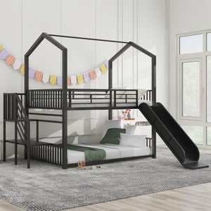 Lit Superposé 140x200cm Avec Barrière Sécurité Et Lumières LED - Design Maison Pour Enfants
