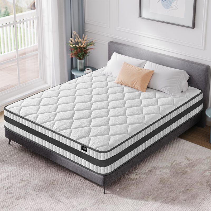 Matelas 140x200 cm – INRE - Épaisseur 25 cm – Matelas hybride à ressorts ensachés indépendants – 7 Zones ergonomiques - 7