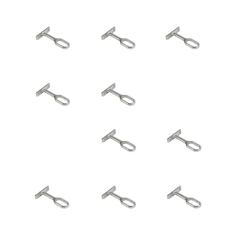 Emuca Pakiet 10 podpór centralnych do drążka na garderobę, Znal, Niklowane