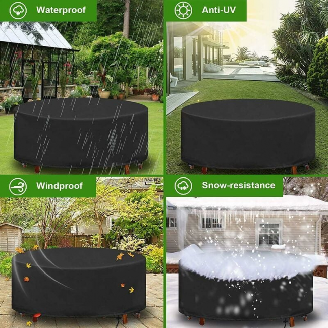Samuliy – Housses De Table Ronde D’extérieur Imperméables, Anti-UV Et Résistantes à La Neige (plusieurs Tailles)