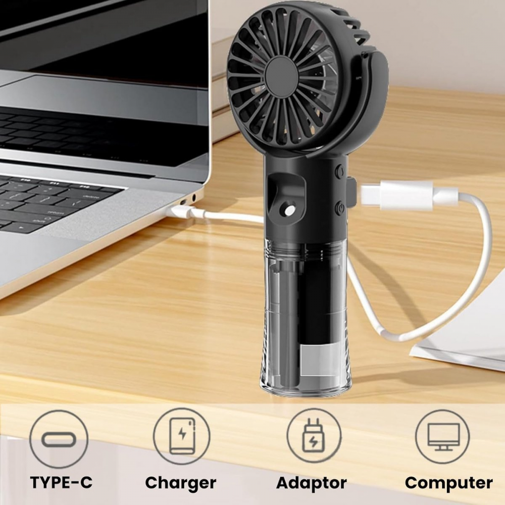 Ventilateur portatif - Ventilateur brumisateur d'eau - Mini ventilateur portable - Rechargeable - Blanc - 3