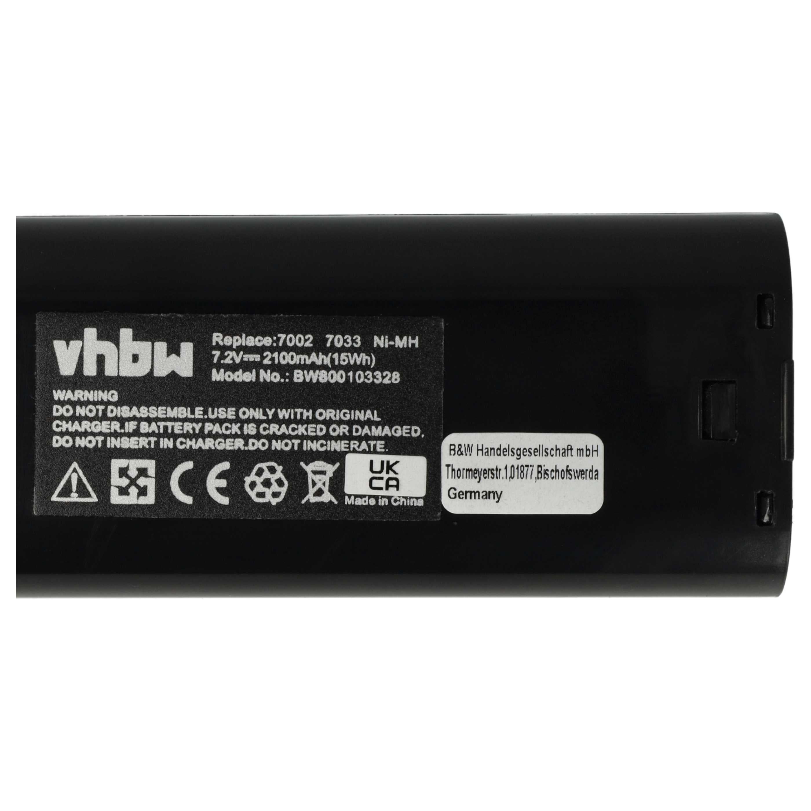 vhbw 2x Batterie compatible avec Makita 4770D, 6002D, 4307D, 4307DW, 6002DW, 4071D, 4073D, 3700D, 3700DW outil électrique (2100 mAh, NiMH, 7,2 V) - 5