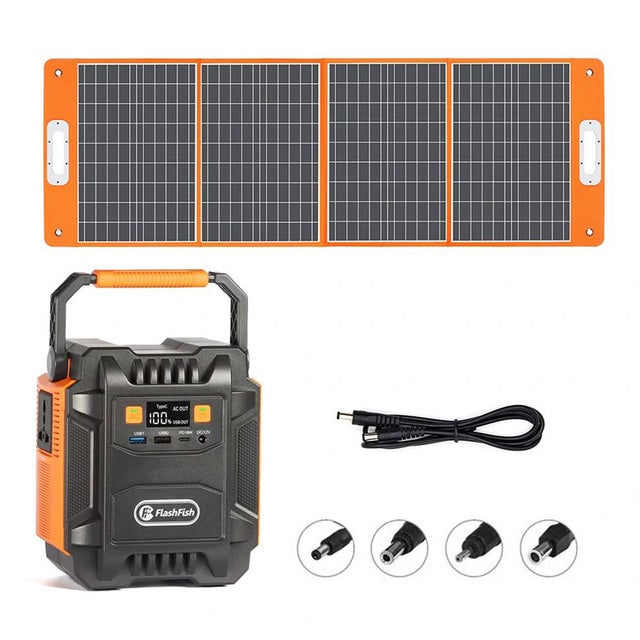 Kit d'alimentation d'urgence Flashfish A201 172WH 200W 220V + panneau solaire pliable TSP 18V 100W avec sortie CC/USB