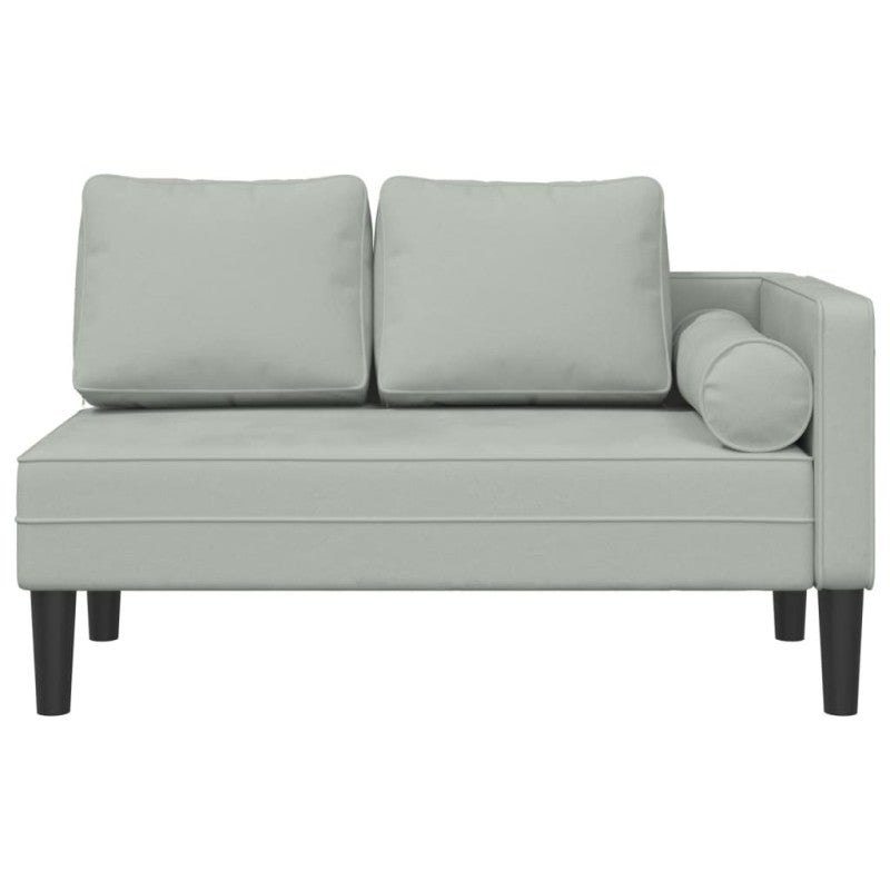 Chaise Longue con Cuscini Grigio Chiaro in Velluto vidaXL - 3