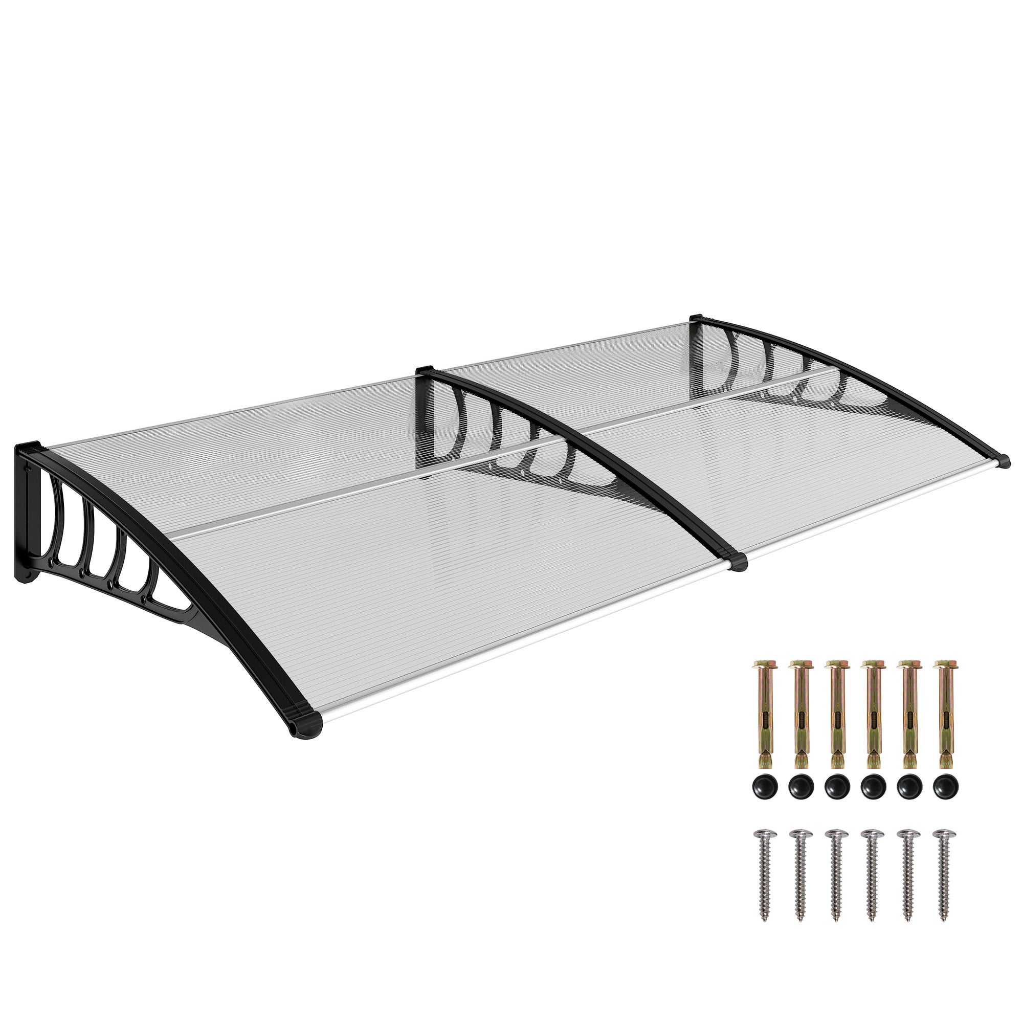 Marquesina exterior 200x96cm policarbonato protección uv sol lluvia puerta ventana transparente