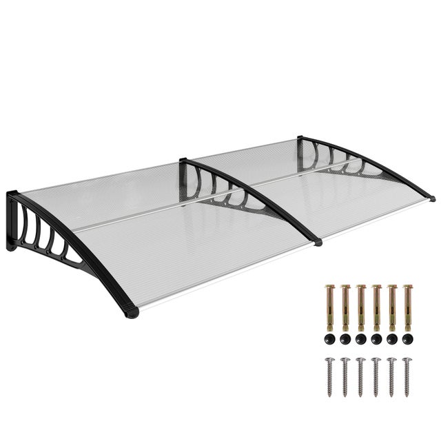Marquise Exterior 200x96cm Policarbonato UV Proteção Sol Chuva Porta Janela Transparente