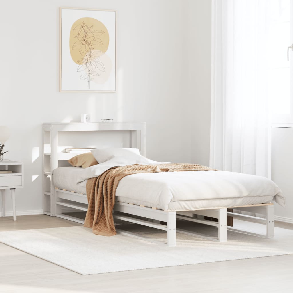 Rama łóżka bez materaca, biała, 75x190 cm, lite drewno sosnowe vidaXL