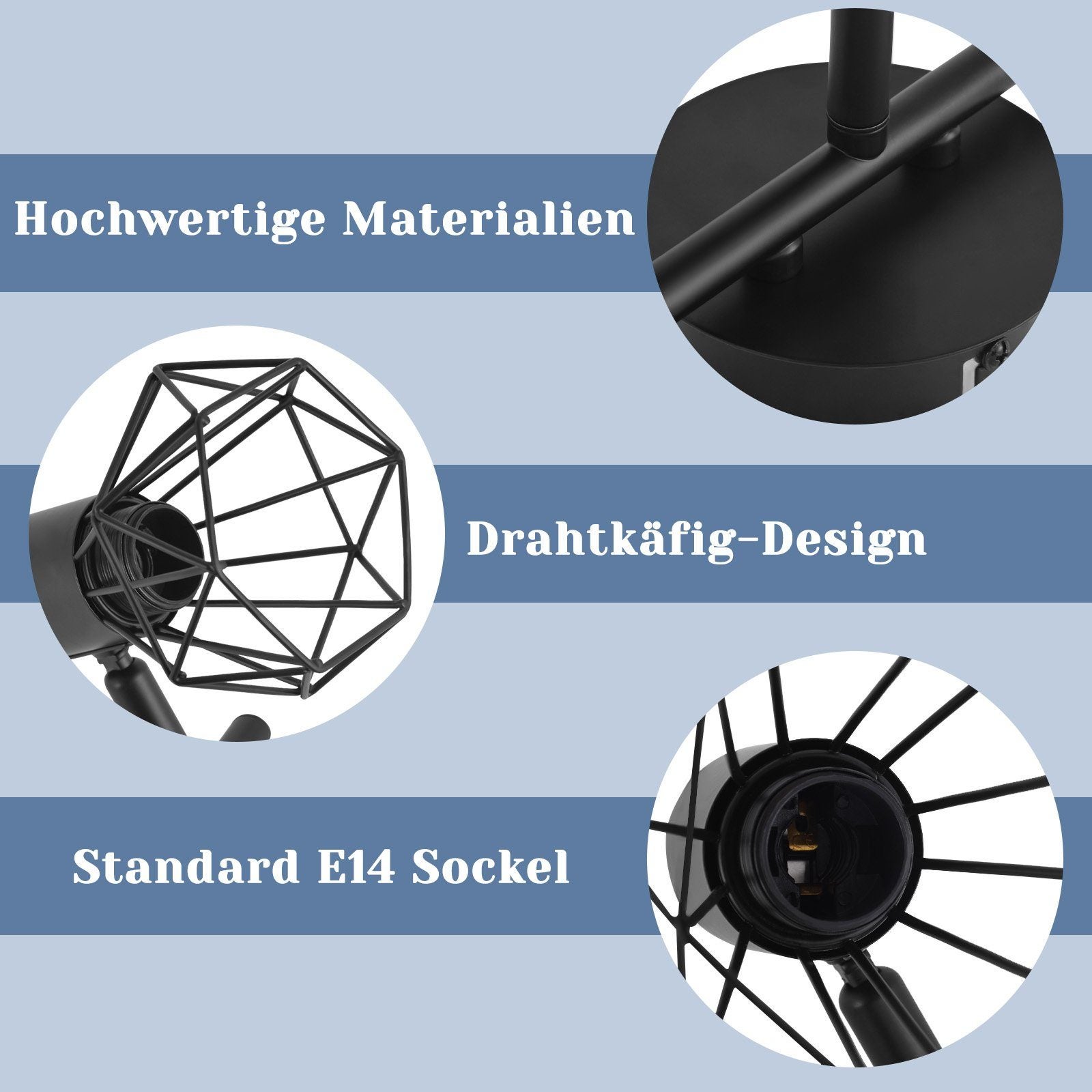 NETTLIFE 3 Focos de Techo Negros E14 Retro Regulables 350° Metal Industrial para Dormitorio Salón Oficina Sin Bombillas - 5