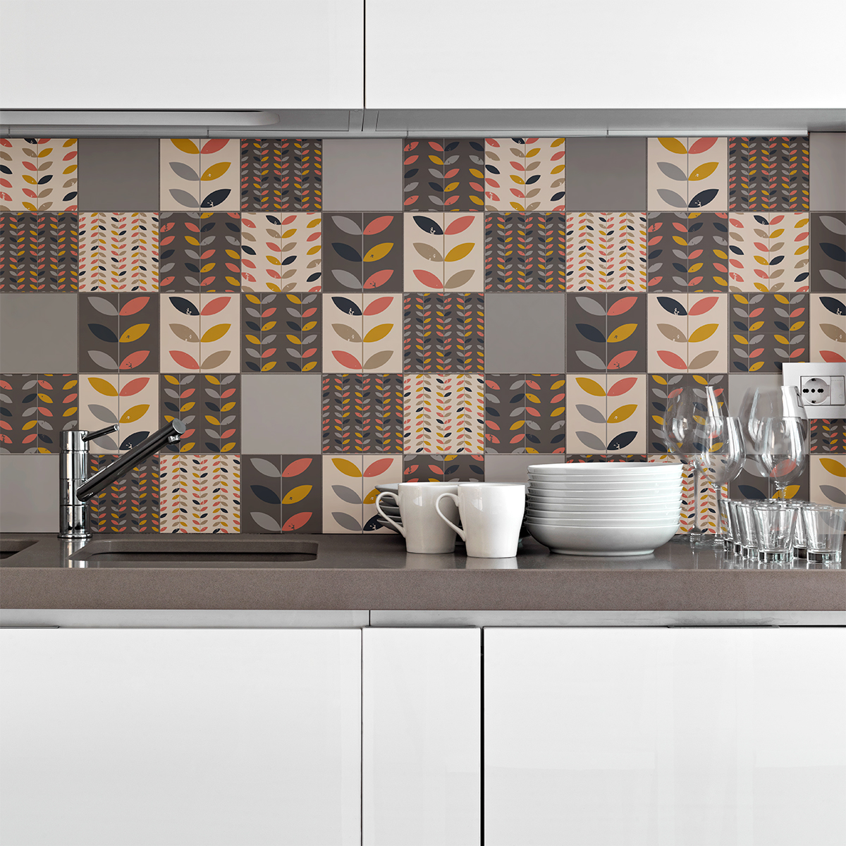 30 vinilo baldosas escandinavo lasse - adhesivo de pared - revestimiento sticker mural decorativo - 30stickers10x10cm