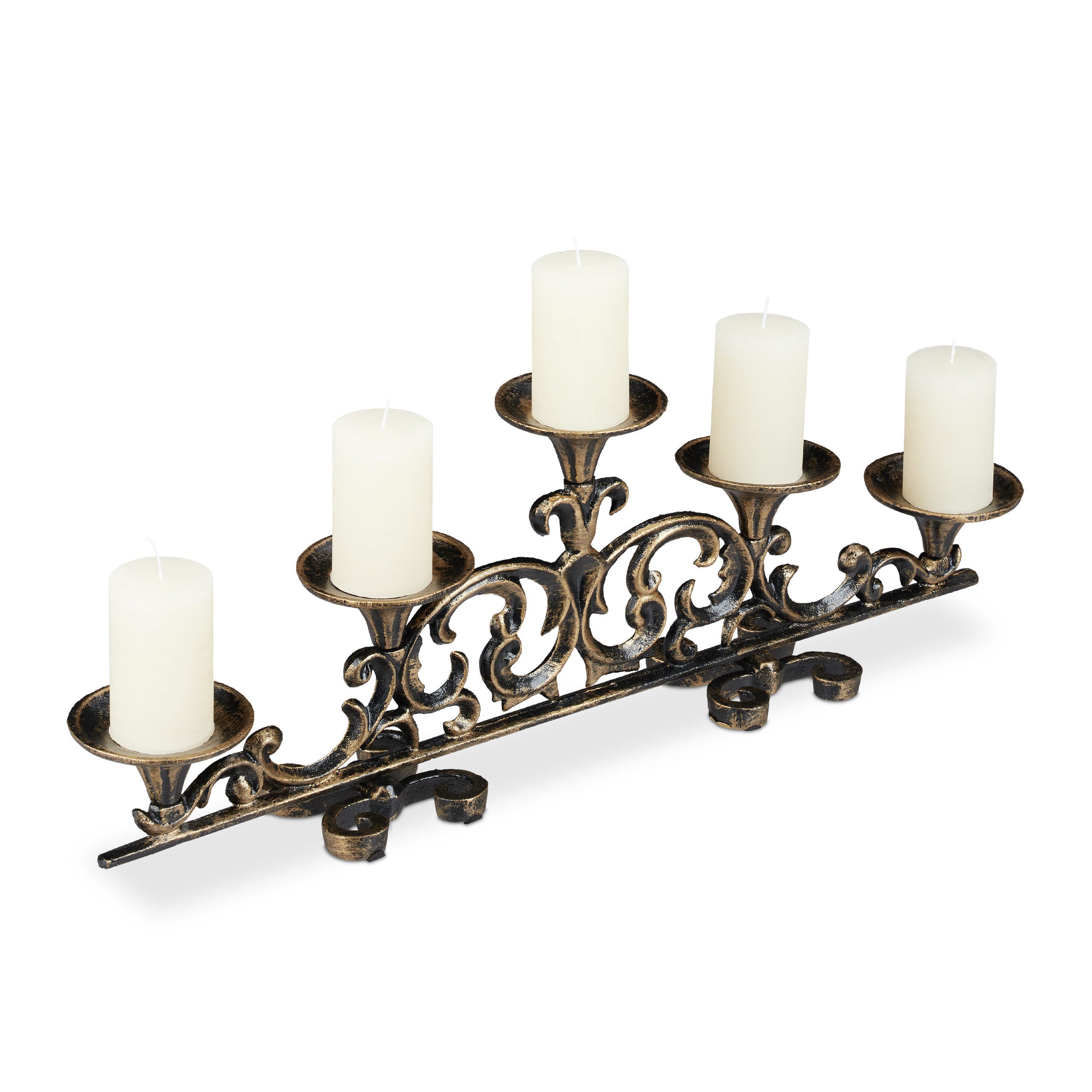 Candelabro Vintage A 5 Bracci In Ghisa - Stile Shabby Chic Bianco, Per Candele E Lumini - Foto 6