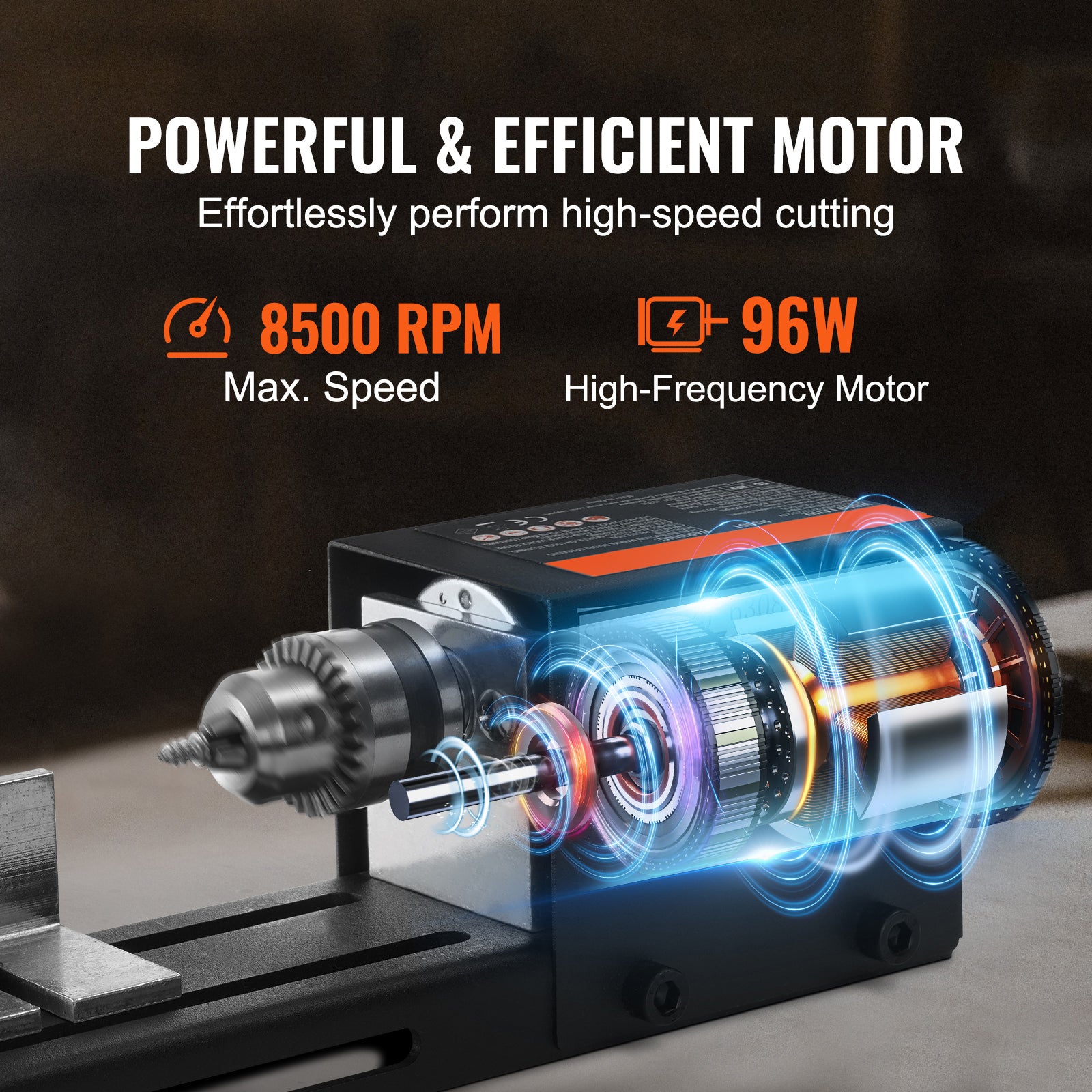 Mini tour à bois,SucceBuy 2,76 x 6,3 pouces,24V CC,96W,7 vitesses,perceuse à bois à monter soi-même - 7