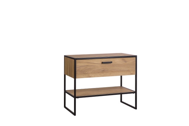 Meuble sous vasque avec le paln BROOKLIN 827 noir et chêne 90 cm
