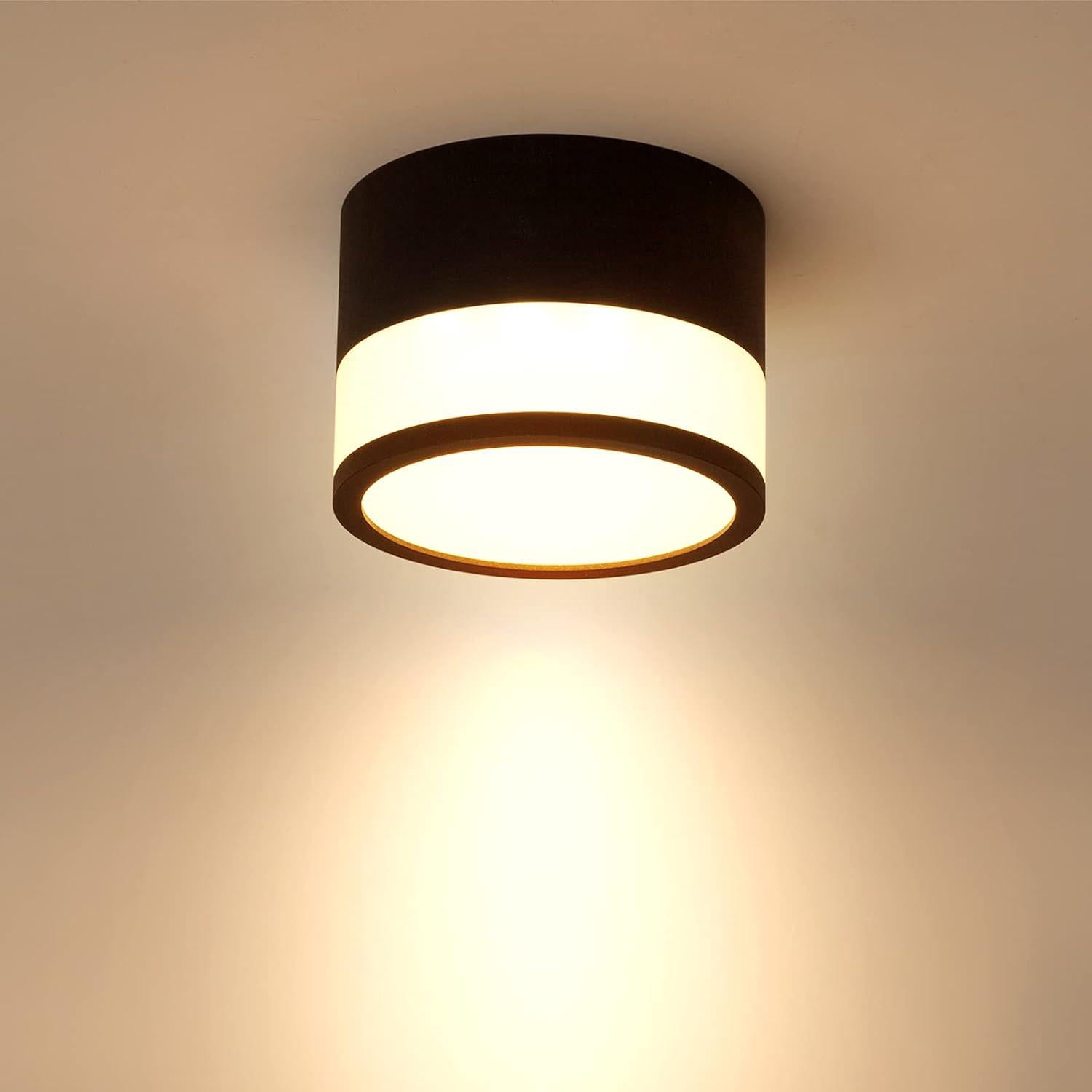 Plafon LED Spot 1 szt. 12W 3000K Okrągły Czarny Biały Ciepły Plafon Aluminiowy Oprawa Oświetleniowa Spoty do Korytarza Sypialni Jadalni Kuchni